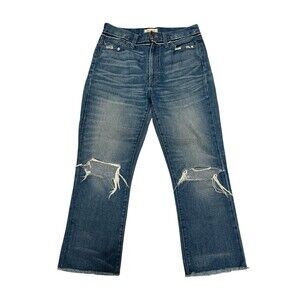 Madewell Retro Crop Bootcut Jeans Women’s 28 Knee-Rip Edition Raw Hem Sold Out